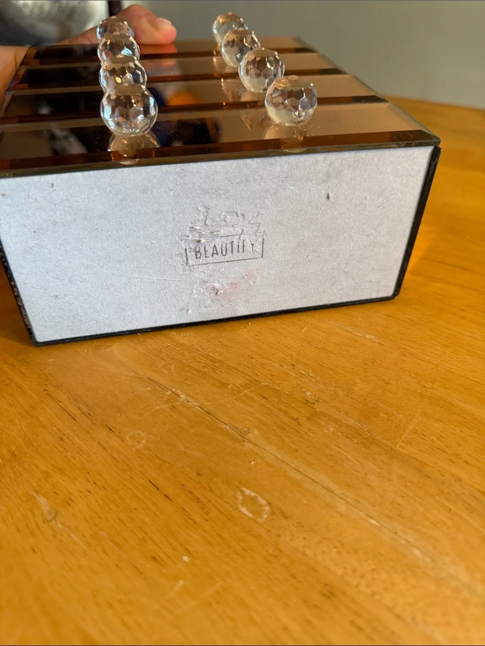 Beautify Mirrored Rose Gold Glass Jewelry Box 4 Drawers